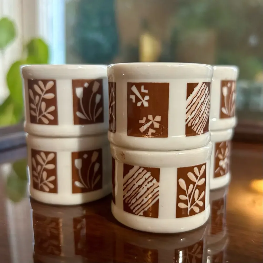 Vintage Town and Country Linen Corp Floral Porcelain Napkin Rings Set of 8
